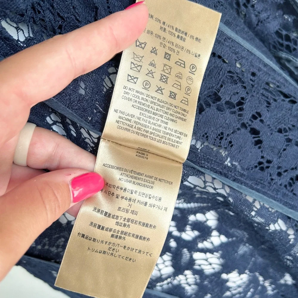 Burberry London Gracehill Navy Blue Lace Trench Coat Size 2 - Picture 13 of 14